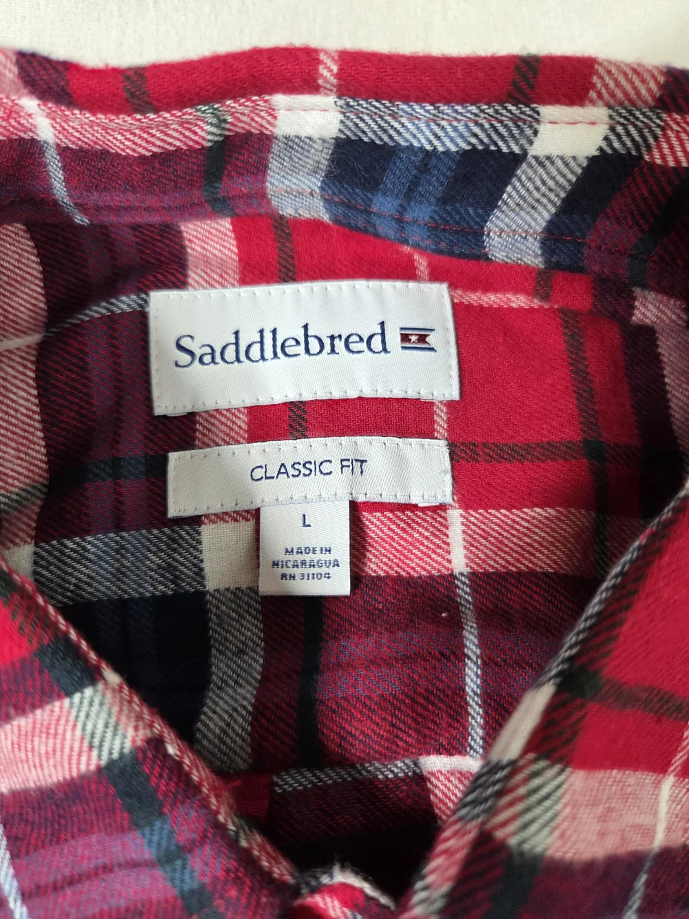 Plaid Saddlebred men's long sleeve button-down flannel shirt L